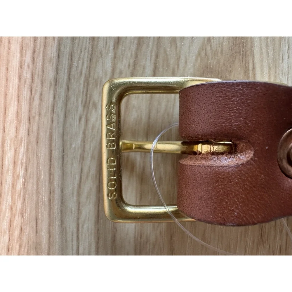 Bexar Goods Co Brown Leather Dog Collar Solid Brass Hardware USA 15